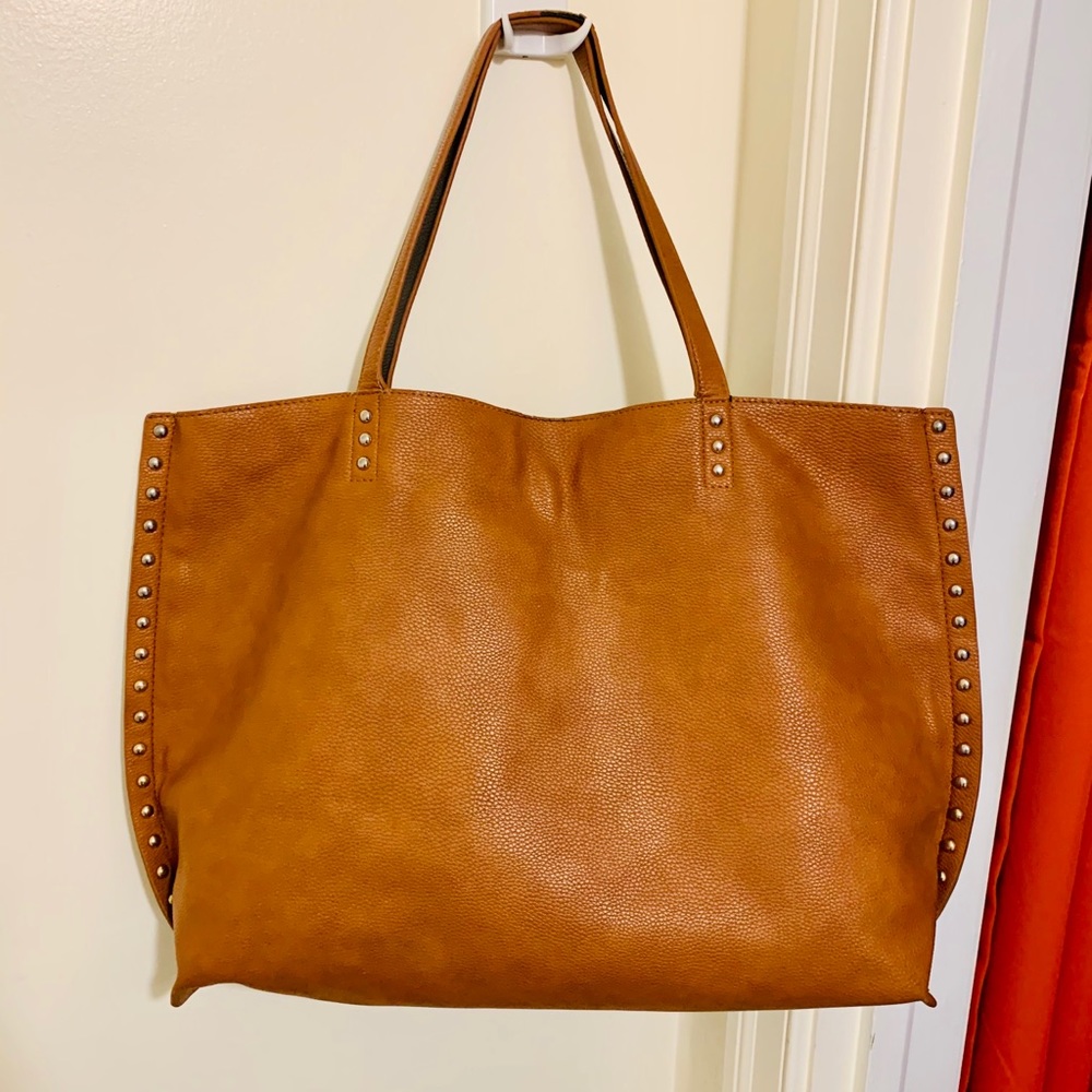 JustFab Studded Cognac Tote